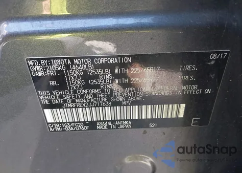 2018 Toyota Rav4 Xle from USA, damaged, VIN JTMRFREV2JJ717638